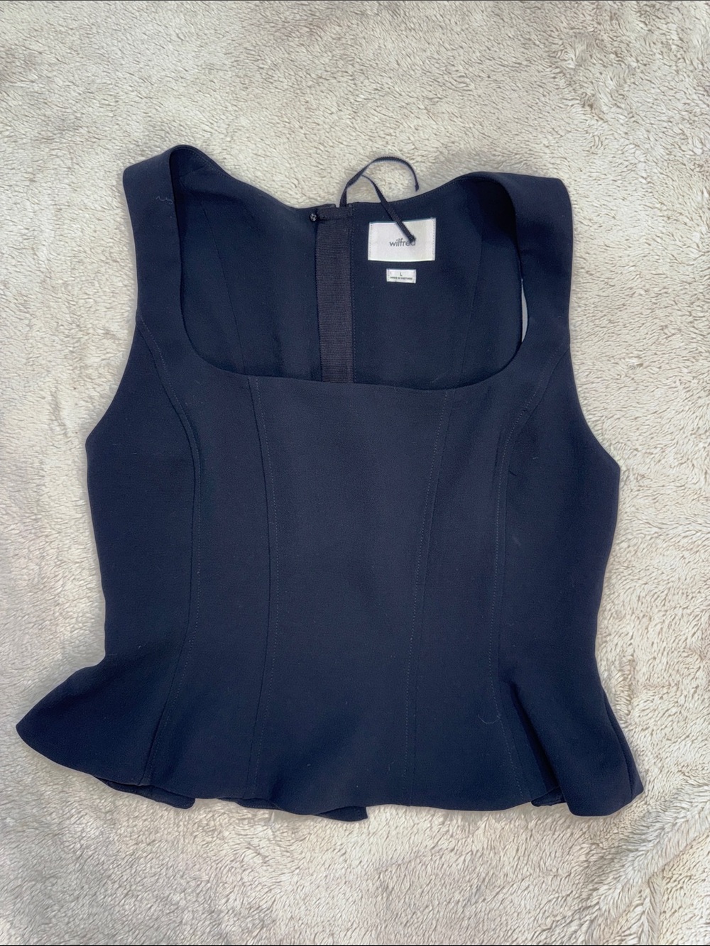 Creppete Wilfred Black Square-Neck Peplum Top